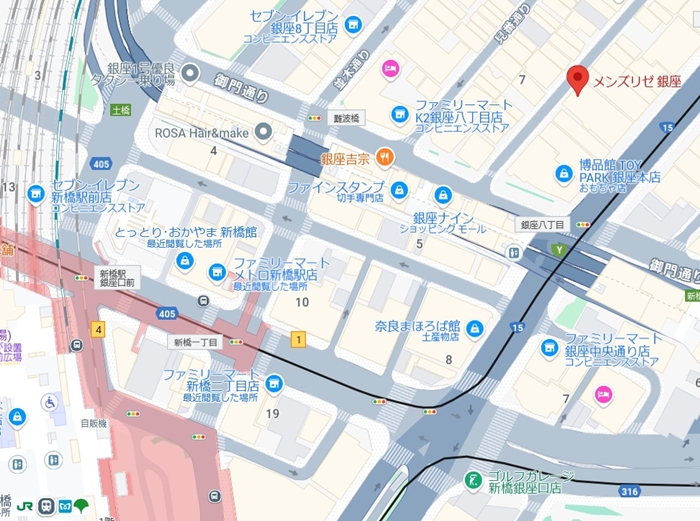 メンズリゼ 銀座院のMAP
