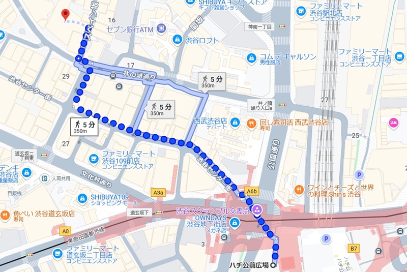 メンズリゼ渋谷院へのMAP