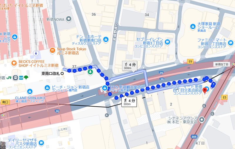 メンズリゼ 新宿南口院のMAP