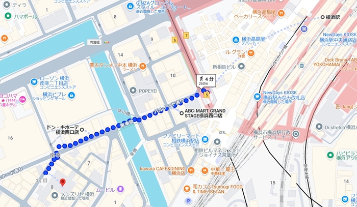 メンズリゼ 横浜院のMAP